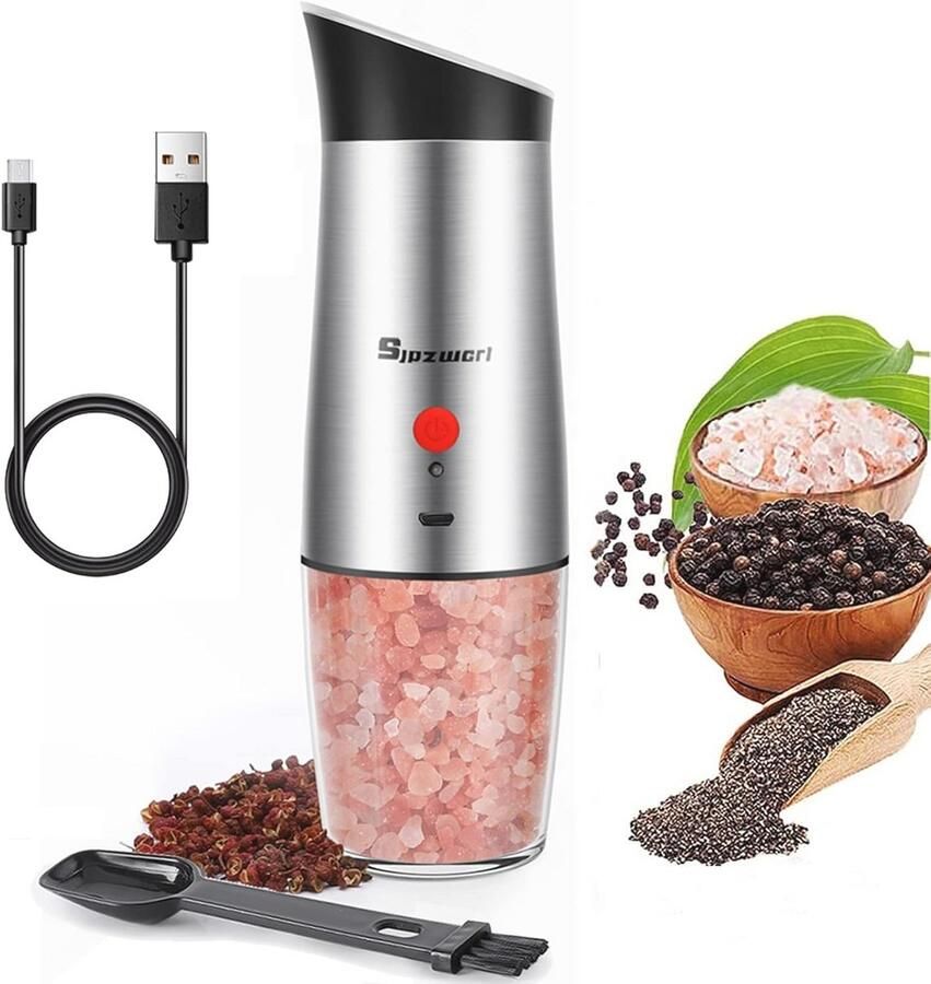 Oplaadbare Elektrische Pepermolen met Verstelbare Maalgraad en Gravity Sensor