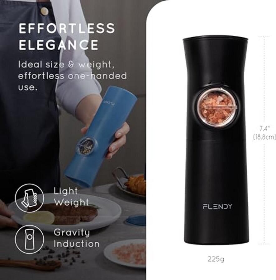 Oplaadbare Elektrische Zout en Peper Molen Set met Gravitatie Sensor en USB C Oplaadstation