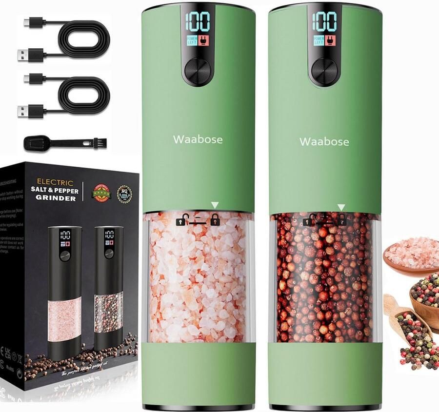 Oplaadbare Elektrische Zout- en Pepermolen Set (2 stuks) met Verstelbare Maalgraad