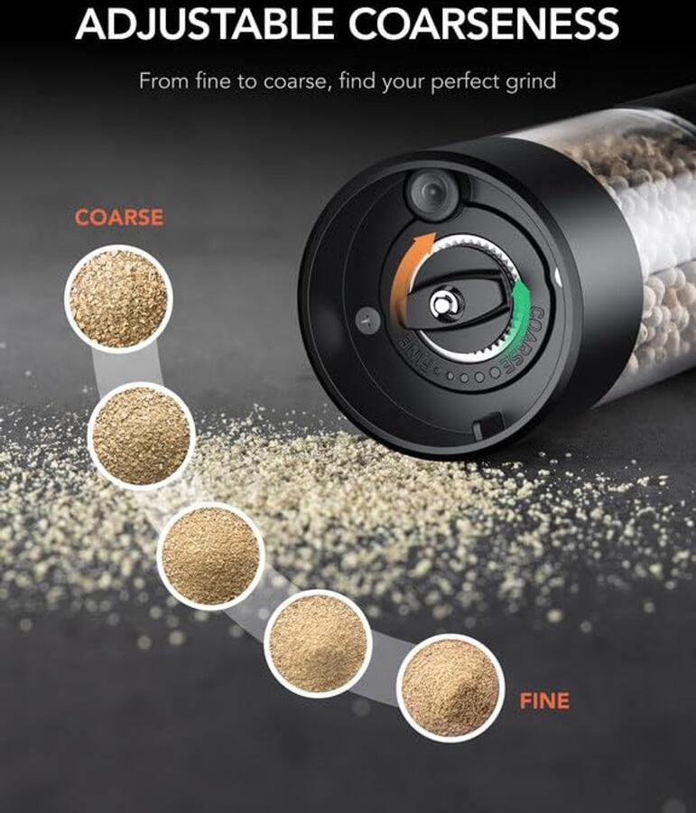 Oplaadbare Elektrische Zout- en Pepermolen Set met Keramische Maling en LED-Licht