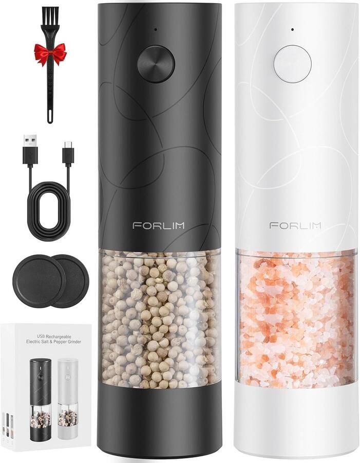 Oplaadbare Elektrische Zout- en Pepermolen Set met Keramische Maling en LED-Licht