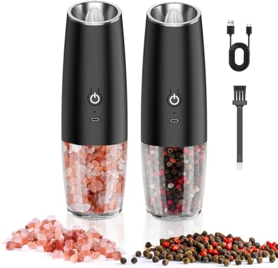 Oplaadbare Elektrische Zout- en Pepermolen Set met Verstelbare Maalgraad en Automatische Één-Hand Bediening