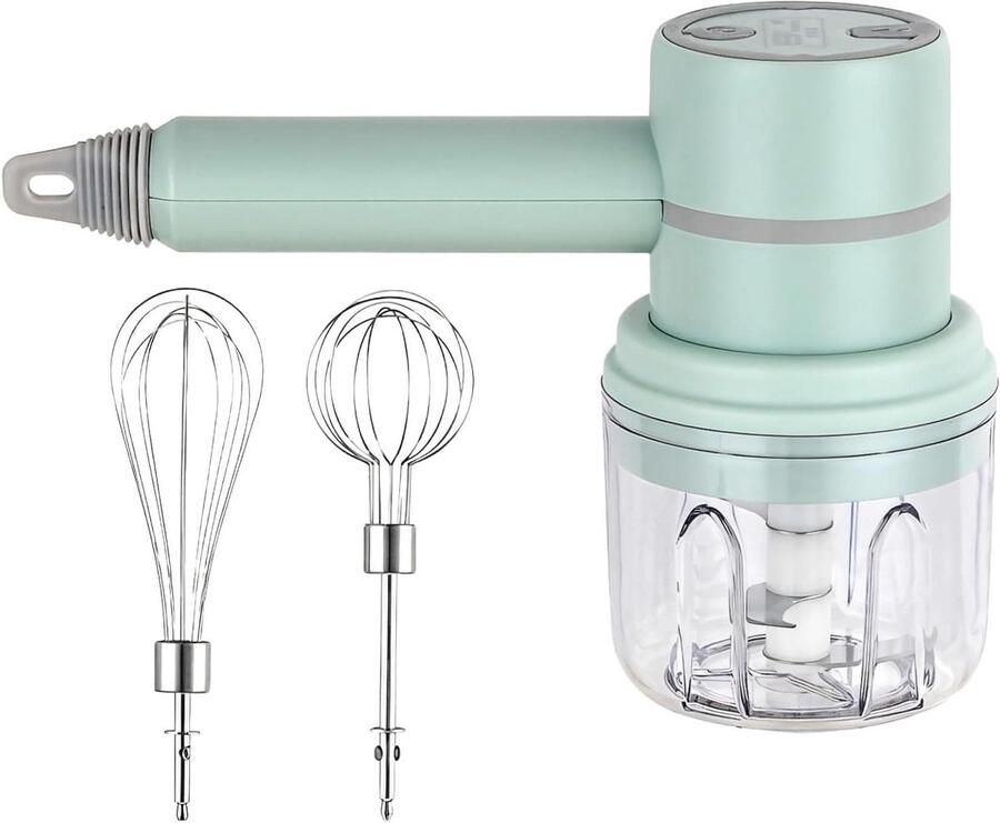Oplaadbare Handmixer Keukenapparaat Eieren Kloppen 2-in-1 Functie 25 cm Groen