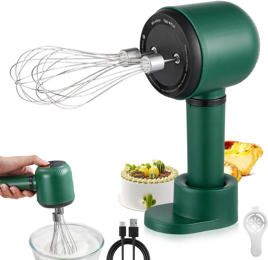 Oplaadbare Handmixer met 3 Snelheden voor Beslag Eieren en Room