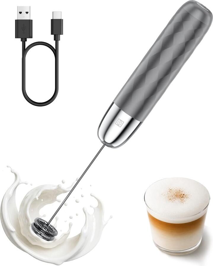 Oplaadbare Melkopschuimer Draagbare Elektrische Melkopschuimer Schuimmaker voor koffie latten matcha cappuccino warme chocolademelk (zonder standaard)