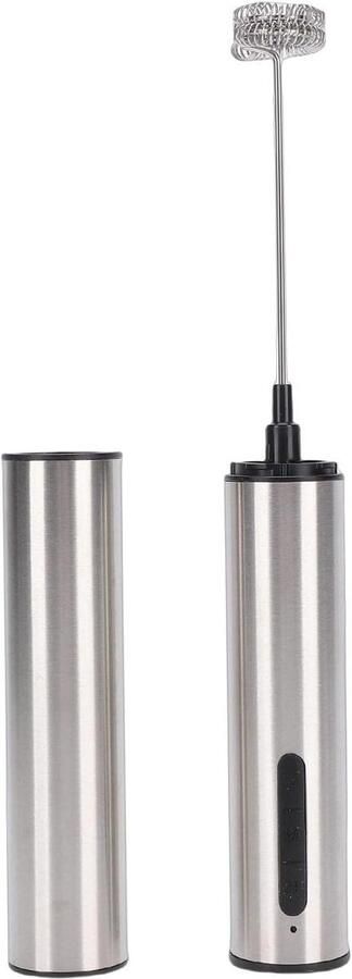 Oplaadbare Melkopschuimer Elektrische Garde Koffie Maken Krachtige Motor 25.6 cm Zilver