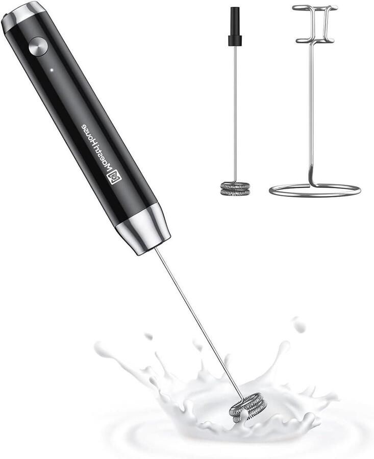 Oplaadbare Melkopschuimer Elektrische Klopper Koffie Maken USB-C Oplaadbaar 300 ml Zwart