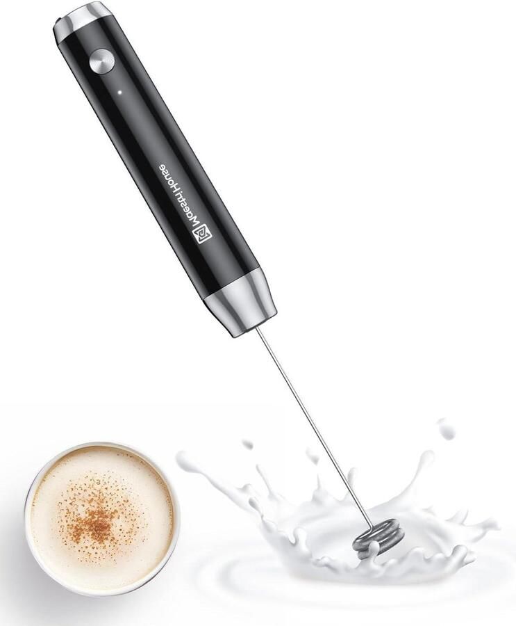 Oplaadbare Melkopschuimer Elektrische Opschuimer Koffie Maken USB-C Oplaadbaar 7 x 7 x 17.6 cm Zwart