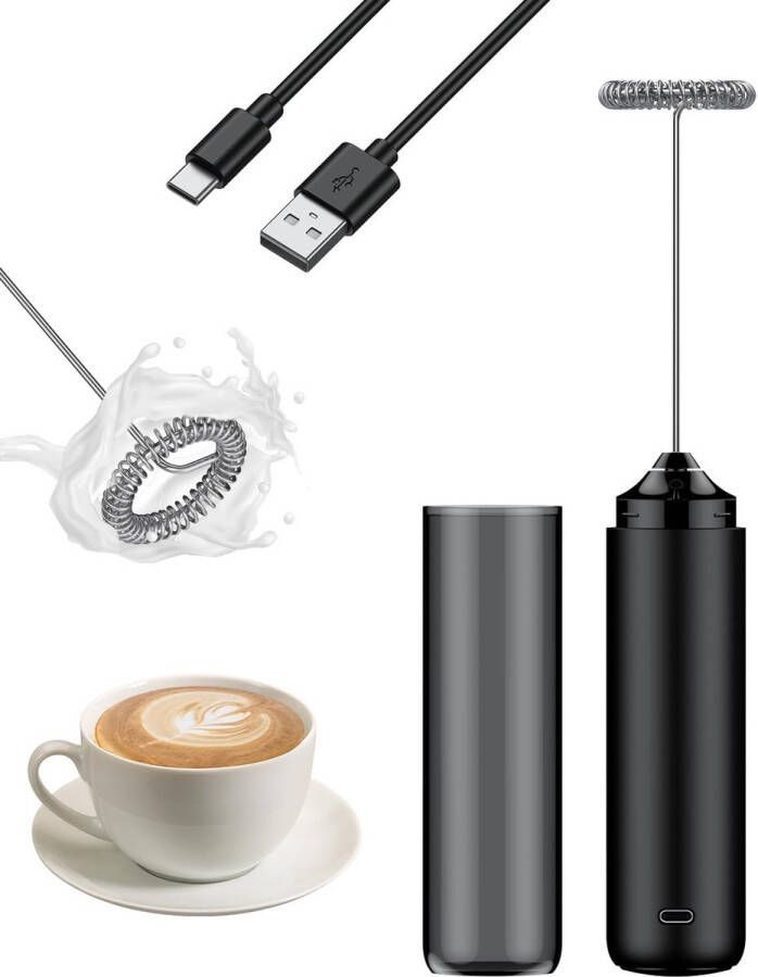 Oplaadbare Melkopschuimer Handheld Roestvrijstalen Schuimer voor Koffie en Matcha