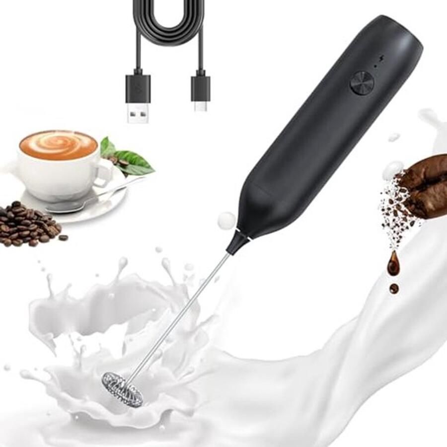 Oplaadbare melkopschuimer voor koffie en cappuccino – Handbediende elektrische drankmixer