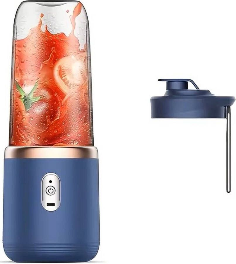 Oplaadbare On-the Go Blender met 1Cup Krachtige Multifunctionele Blender Perfect voor Smoothies Shakes Fruit en Groentesappen Inhoud Cup: 400ml Blauw