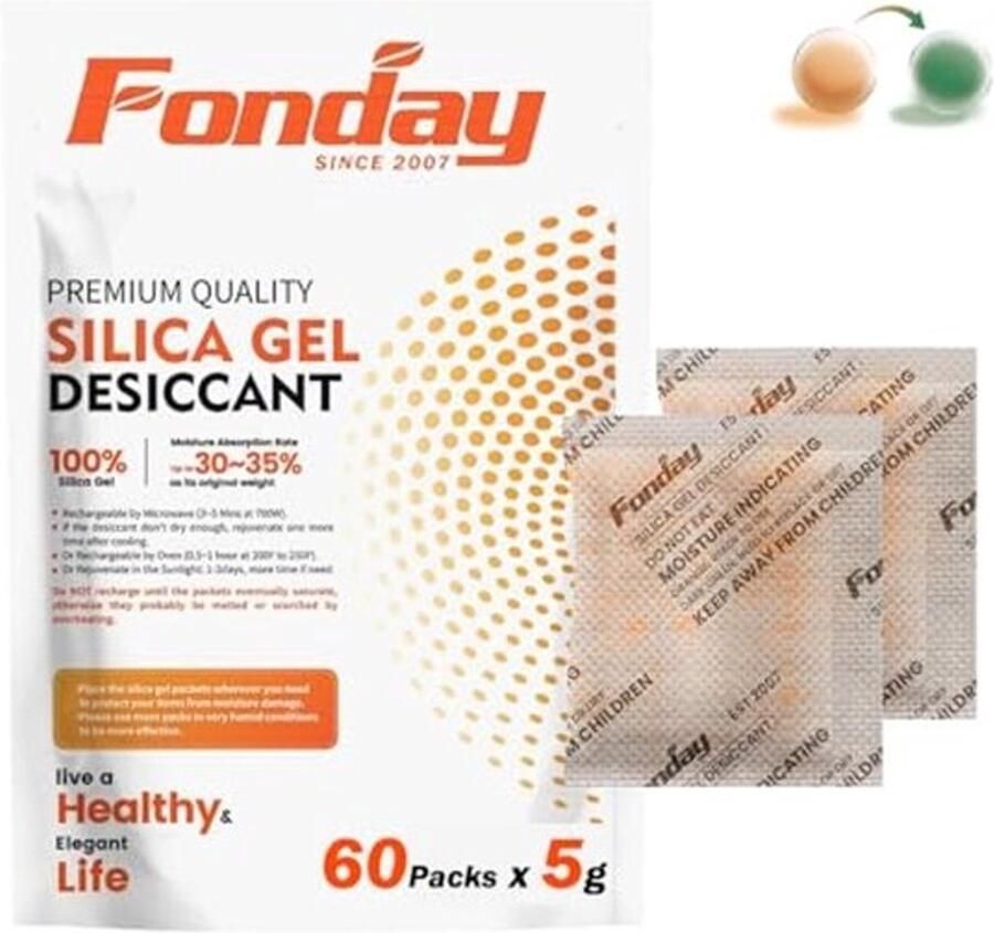 Oplaadbare Silicagel Droogmiddelpakketten 60 Stuks Vocht Voor Indicatoren Snel Reactiveren