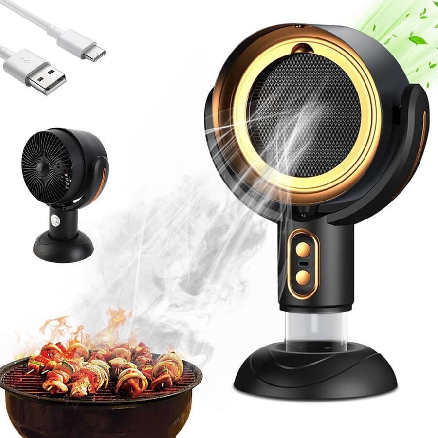 Oplaadbare Tafelafzuigkap Draagbare Afzuigkap Dubbelkanaals Olie-Luchtscheiding 2 Snelheidsstanden Verstelbare Hoek en Hoogte 2400 mAh Accu met USB Voor Hotpot Barbecue Keuken en Appartement