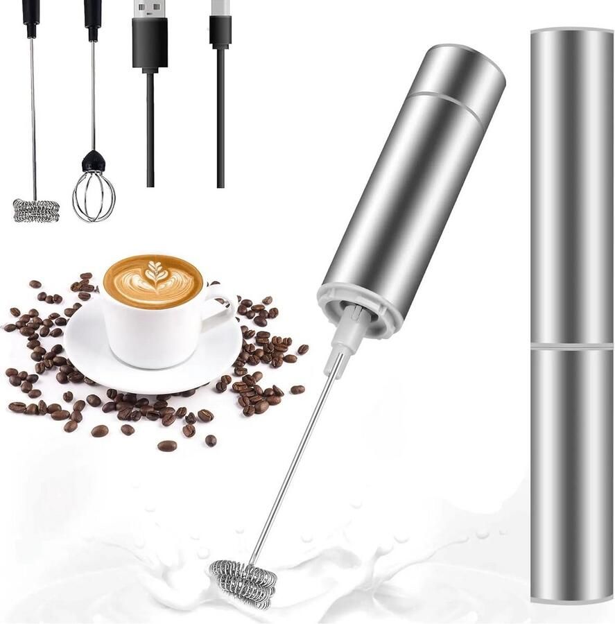Oplaadbare USB Melkopschuimer met 3 Snelheden voor Koffie en Cappuccino