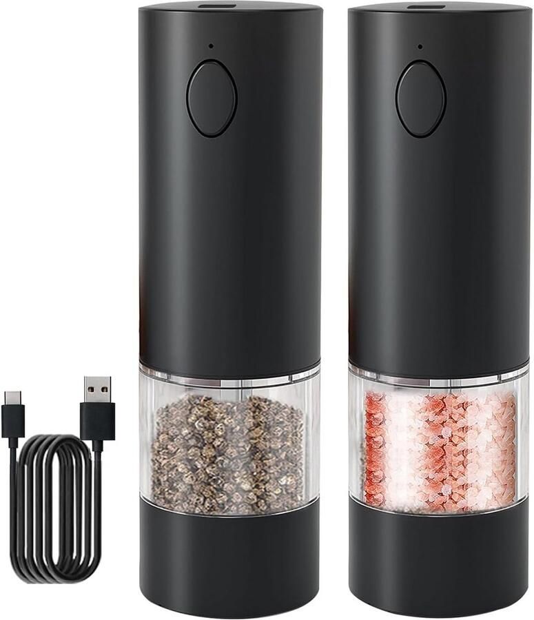Oplaadbare Zout- en Pepermolen Set van 2 Elektrisch Met LED-Licht