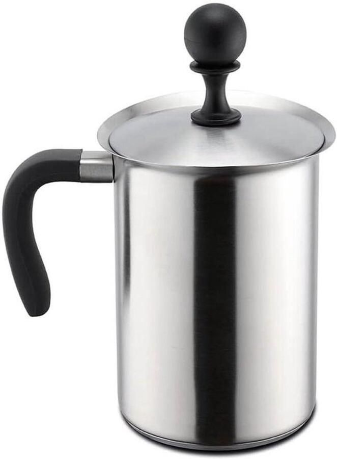Opschuimbeker Melkbeker RVS Koffie Bereiden Sandwichbodem 1000 ml Zilver