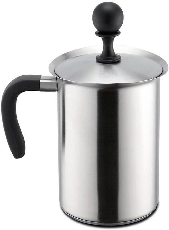 Opschuimbeker Melkbeker RVS Koffie Bereiden Sandwichbodem 1000 ml Zilver