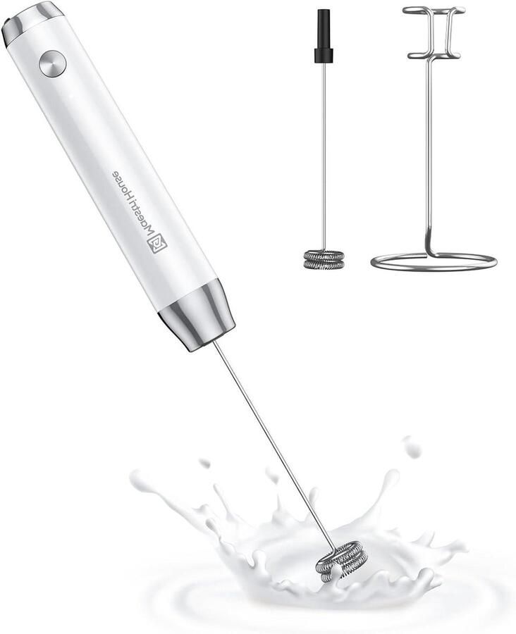 Opschuimer Melk Elektrische Mixer Koffie Maken USB-C Oplaadbaar 17.6 cm Wit