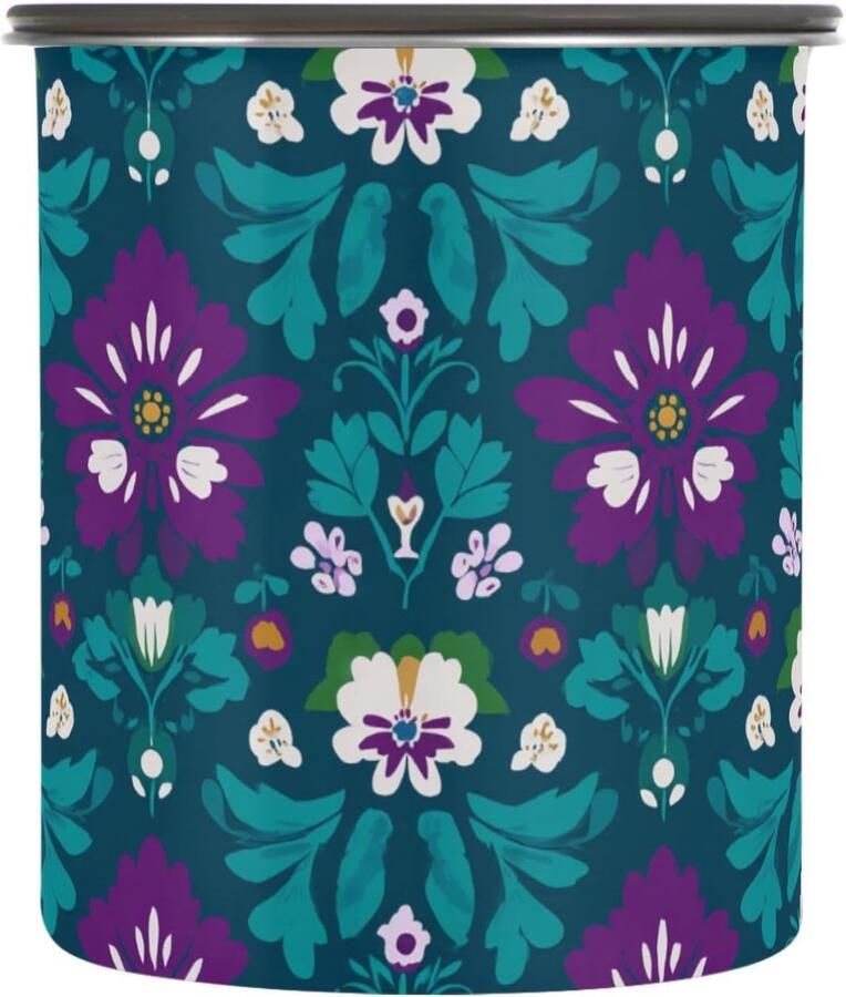 Opslag Containers Keuken Organizer Voedsel Vers Houden Een Knop Vacuüm Seal 500ml 10x10x7.2cm Teal Paars Bloem