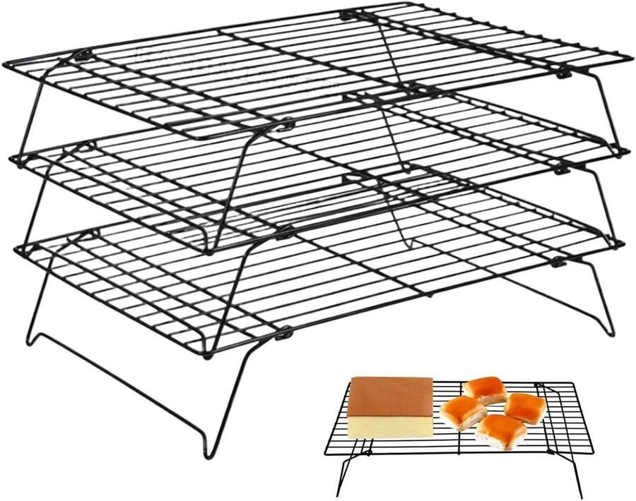 Opvouwbaar Bakrek Koelrek Bakplaat Brood Bakken Hoge Temperatuurbestendig 35x25x6 cm Zilver