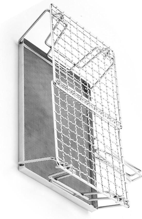 Opvouwbaar Grillrek Toast Broodrooster Outdoor Koken Roestvrij Staal 21.5x14.3x2cm Zilver