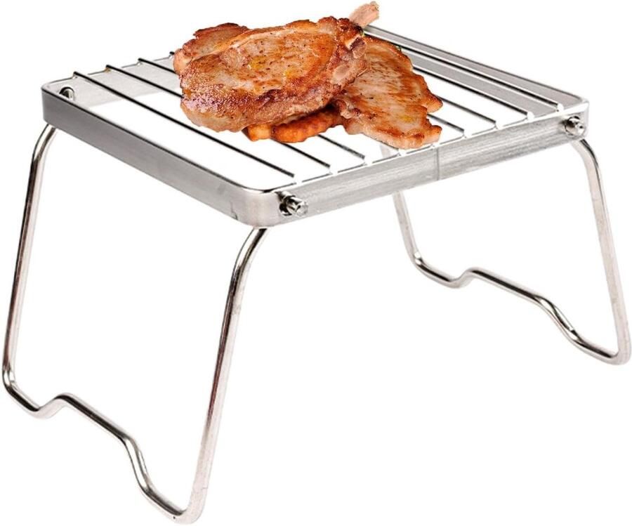 Opvouwbaar Grillrooster Kampvuur Grill Buiten Koken Roestvrij Staal 50 x 200 x 50 mm Zilver