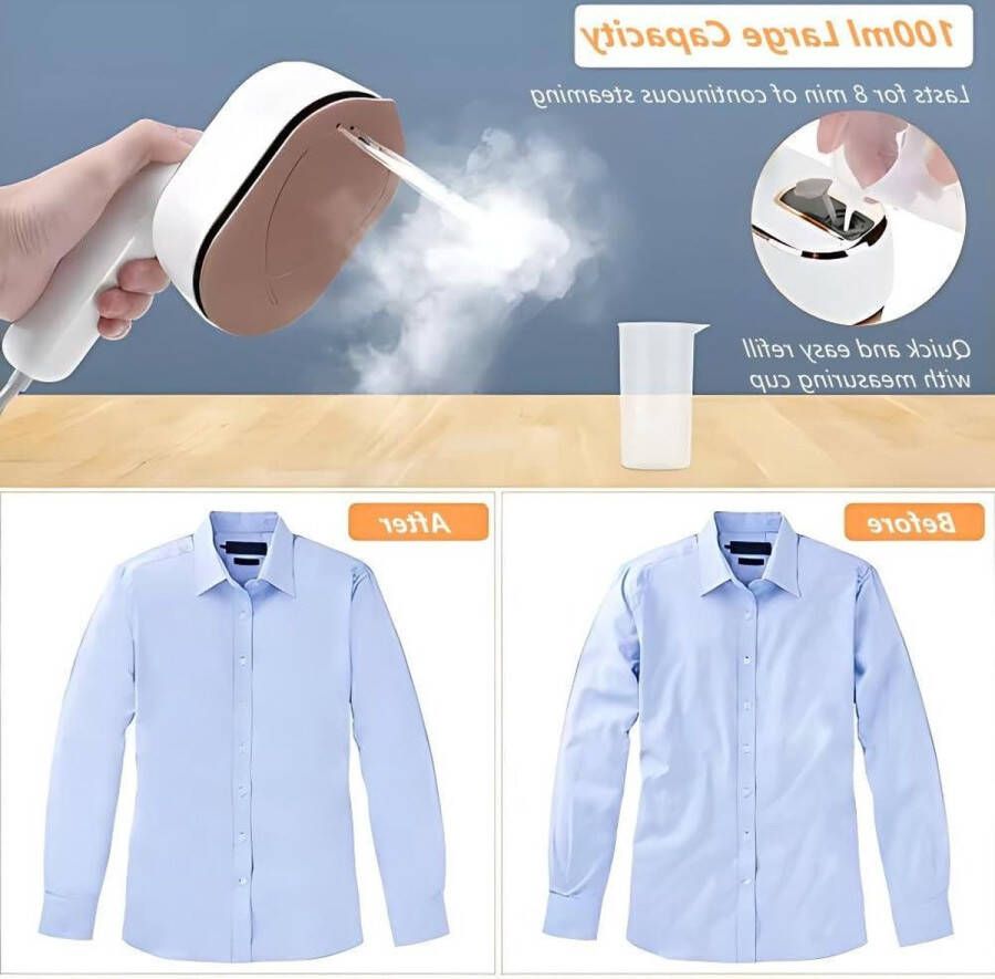 Opvouwbaar handstoomstrijkijzer 1000 W keramische antiaanbaklaag snel opwarmen draagbaar stoomstrijkijzer voor thuis en op reis wit