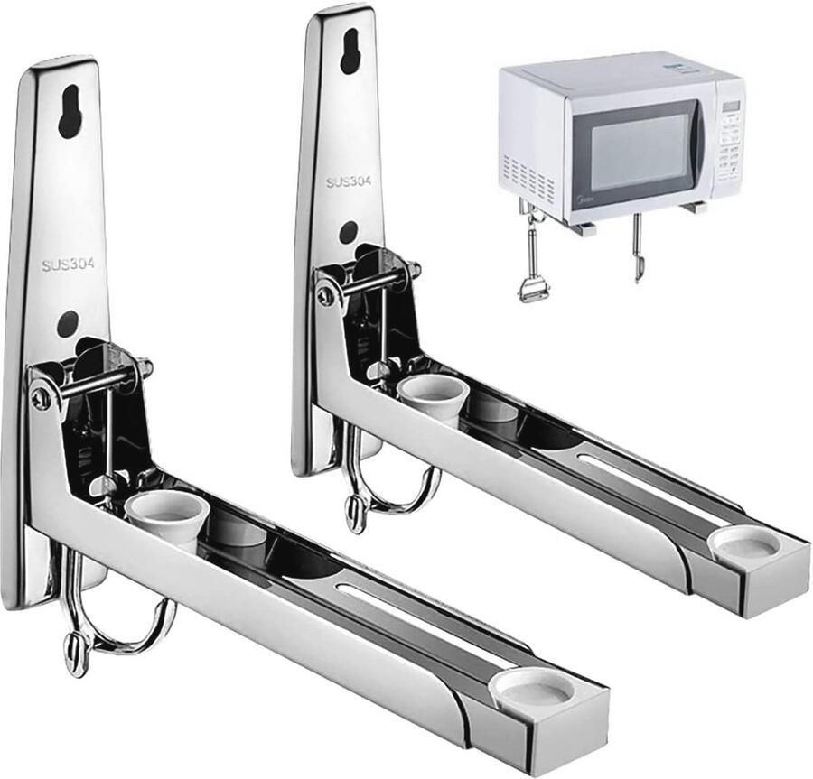 Opvouwbaar RVS Magnetron Oven Rack met Haken