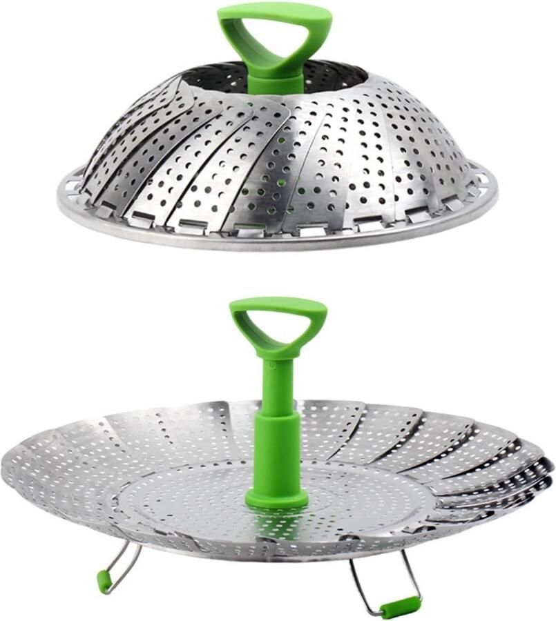 Opvouwbaar Stoommand Groente Stoominzet Gezond Koken Inklapbaar Roestvrij Staal 9 Inch Groen