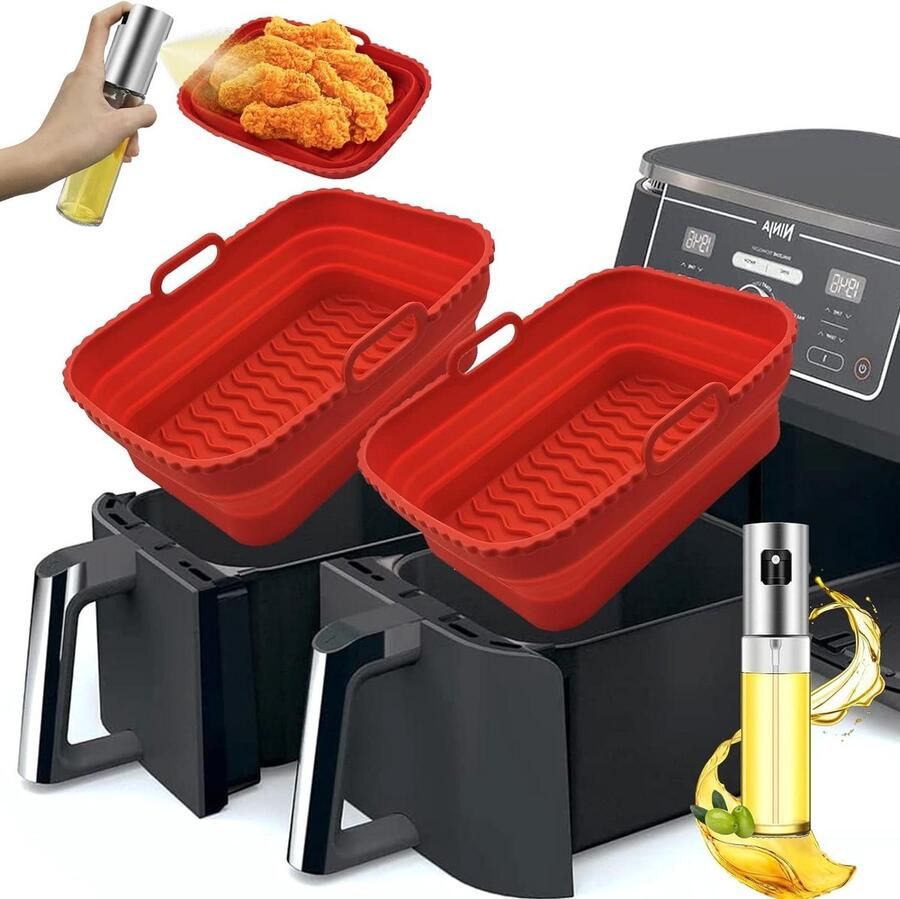 Opvouwbare Air Fryer Liners voor Ninja Air Fryer Herbruikbare Siliconen Liner Rood Air Fryer Silicone Pot
