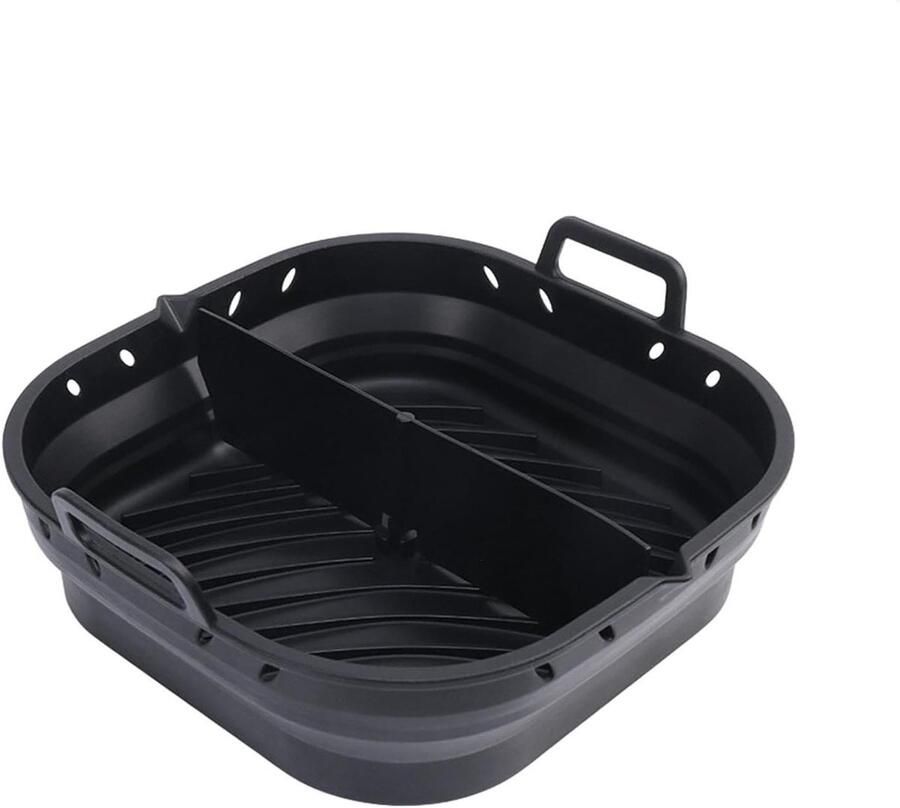 Opvouwbare Airfryer Mand Siliconen Airfryer Liner Vetvrij Koken Hogere Rand Ontwerp 22 x 23 cm Zwart