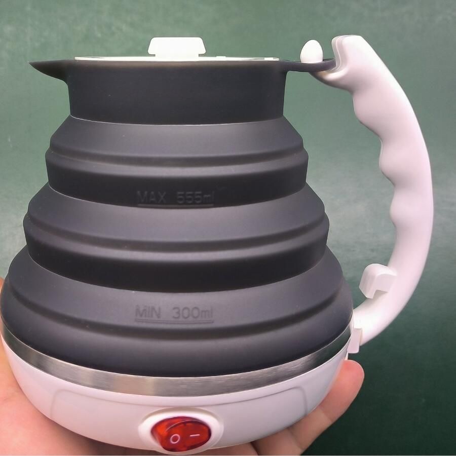 Opvouwbare autowaterkoker 24V met sigarettenaansteker – van voedingskwaliteit siliconen – snel koken automatische uitschakeling en warmhoudfunctie – 450 ml (24V zwart).L