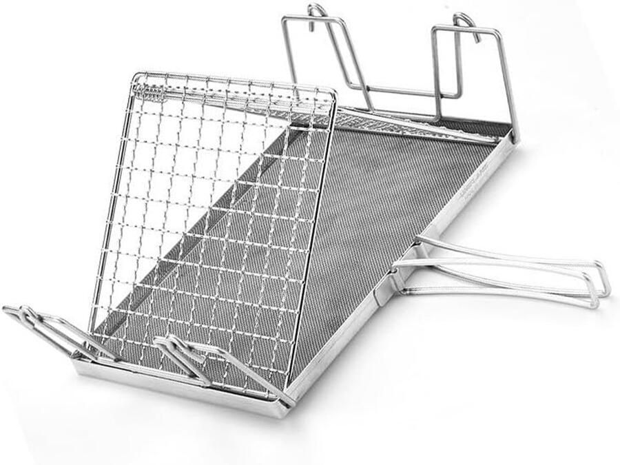 Opvouwbare Broodgrill Roestvrij Staal Koken Buiten Ruim Kookoppervlak 21.5 x 14.3 cm Zilver