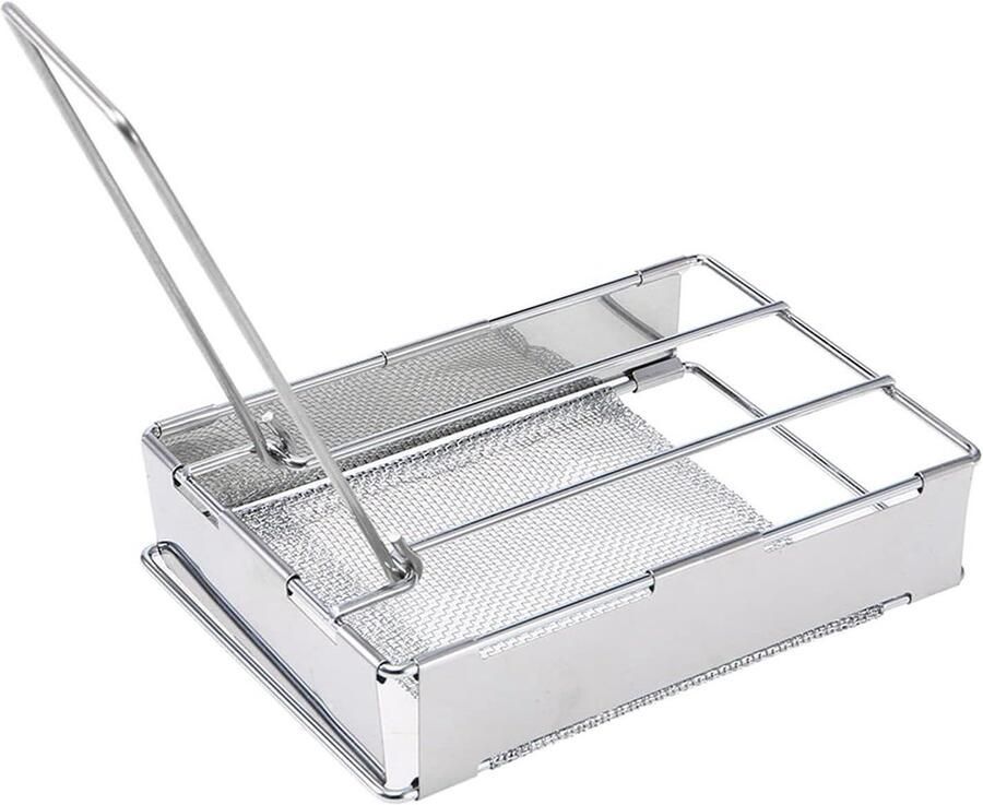 Opvouwbare Broodrooster Camping Grill Outdoor Koken Roestvrij Staal Draagbaar Zilver
