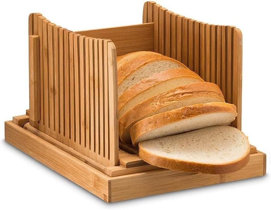 Opvouwbare Broodsnijder Brood Snij Hulp Zelf Brood Bakken Ingebouwde Kruimellade 3 Diktes Instelbaar Houtkleur