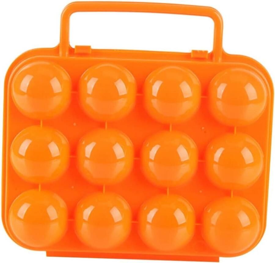 Opvouwbare Eierdoos Bewaardoos Koelkast Eieren Transport Handvat met Deksel Voor 12 Eieren Oranje