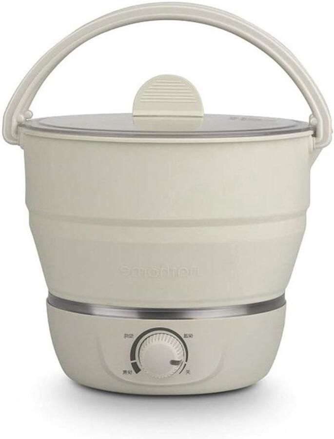 Opvouwbare elektrische pan Draagbare mini-hotpot Koken op reis Dubbele spanning Inhoud 1 liter Wit