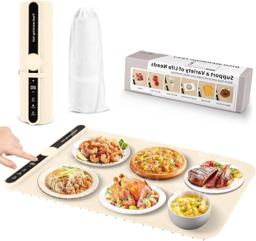 Opvouwbare Elektrische Verwarmer Verwarmingsmat Buffet Eten Warm Houden Grafeen Verwarmingsfolie 60 x 38 cm Beige