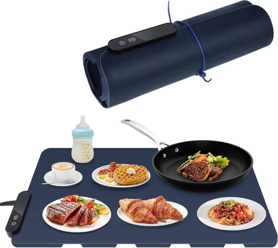 Opvouwbare elektrische verwarmingsmat draagbaar siliconen 6 timers 5 temperaturen restaurants feesten buffetten vergaderingen 60x40cm