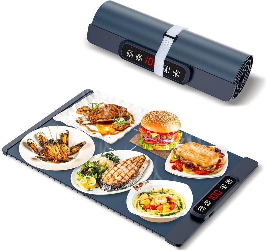 Opvouwbare Elektrische Warmhoudplaat Draagbaar en Inklapbaar voor Buffet en Ontdooien
