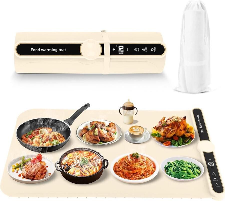 Opvouwbare Elektrische Warmhoudplaat met Timer en 9 Temperatuurinstellingen voor Buffet en Feestjes
