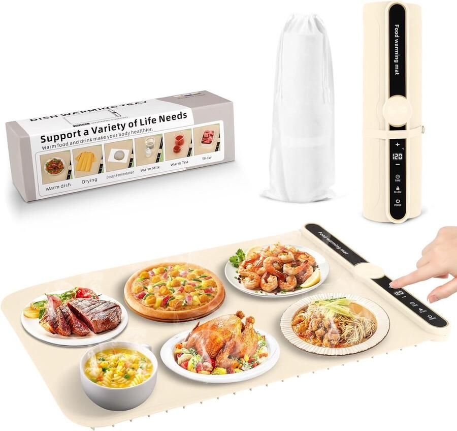 Opvouwbare Elektrische Warmhoudplaat voor Buffet en Feestjes Flexibel met 9 Temp.standen (40-120°C)
