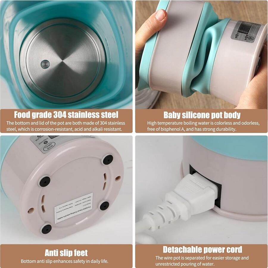 Opvouwbare Elektrische Waterkoker 800ml Siliconen Reismodel voor Camping en Onderweg