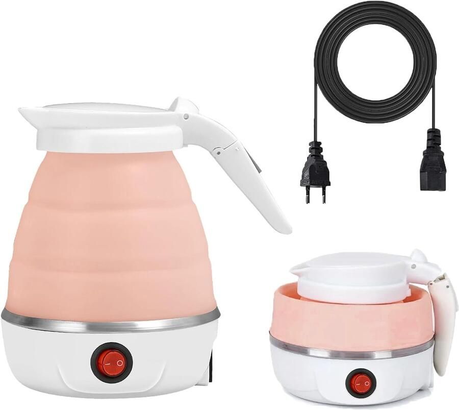 Opvouwbare elektrische waterkoker compacte mini waterkoker voor reizen en kamperen silicone en roestvrij staal