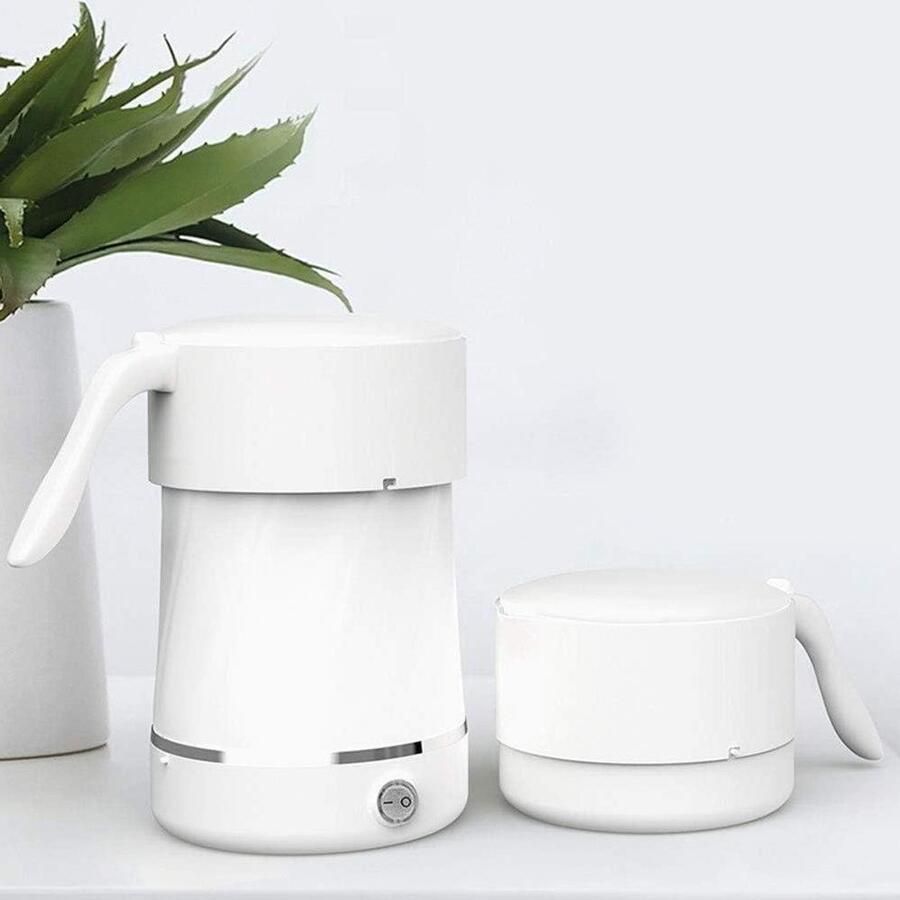 Opvouwbare Elektrische Waterkoker Reis Waterkoker Draagbaar Snel Water Koken Dubbele Spanning 05L Wit