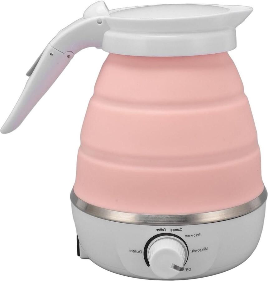 Opvouwbare Elektrische Waterkoker Reis Waterkoker Silicone Snel Water Koken Compact Opvouwbaar Ontwerp 600 Ml Roze - Foto 1