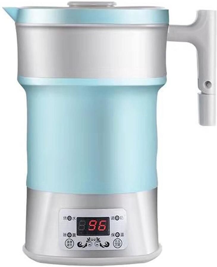 Allecto Opvouwbare Elektrische Waterkoker Siliconen 800W Inklapbaar Thermostaat Draagbaar voor Reizen en Thuis Blauw