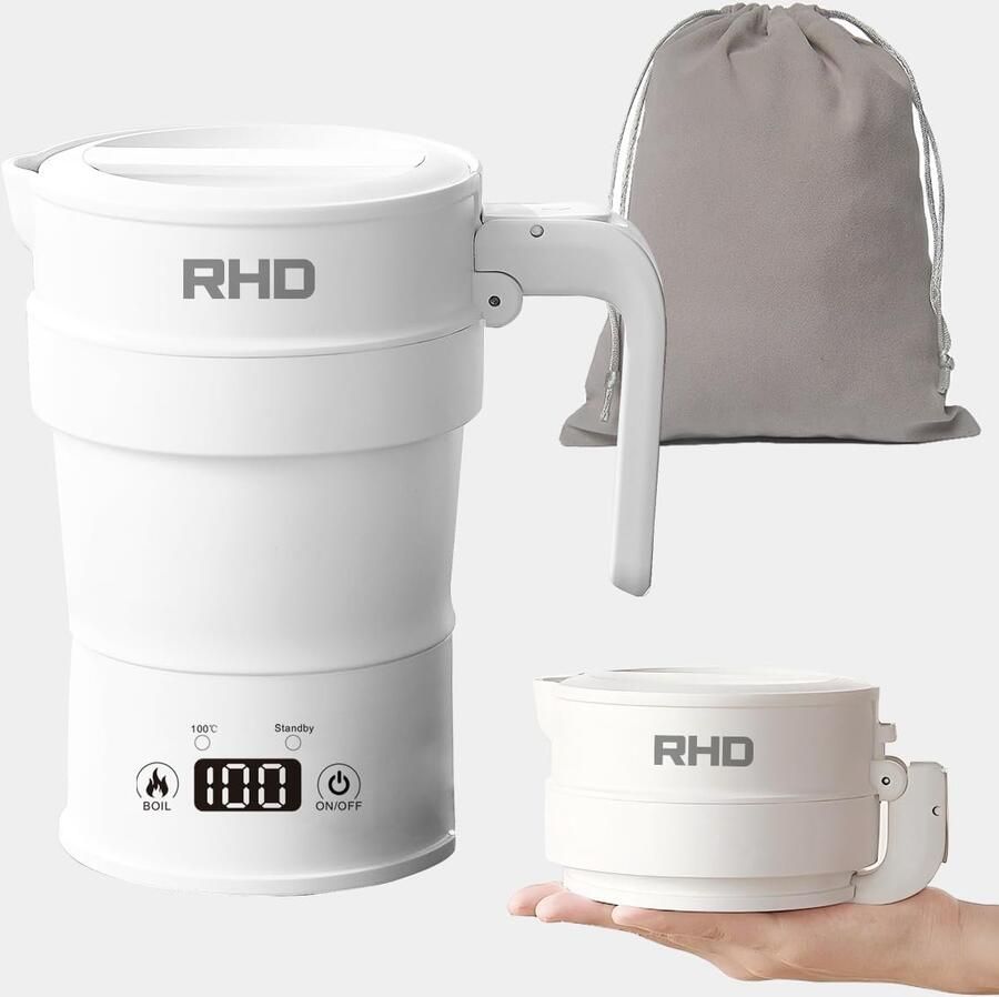 Opvouwbare elektrische waterkoker voor onderweg Draagbare camping kettle met temperatuurweergave en automatische uitschakeling