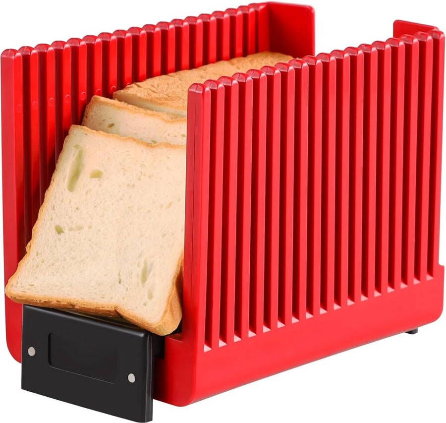 Opvouwbare en compacte handmatige broodsnijder BPA-vrij voor zelfgebakken brood en bagels in rood Bread Slicer