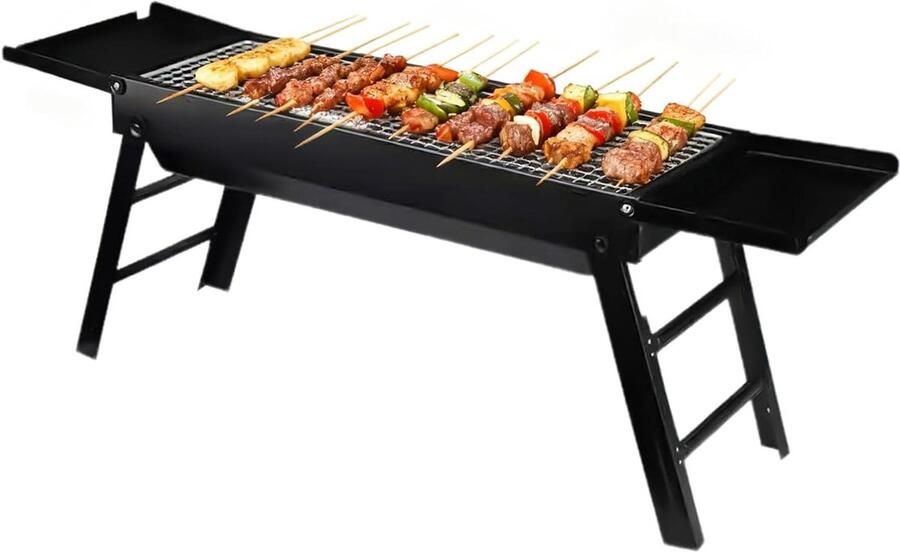 Opvouwbare Grill Balkon Kooktoestel Buiten Koken Moeiteloos Schoonhouden 88x22x31cm Zwart